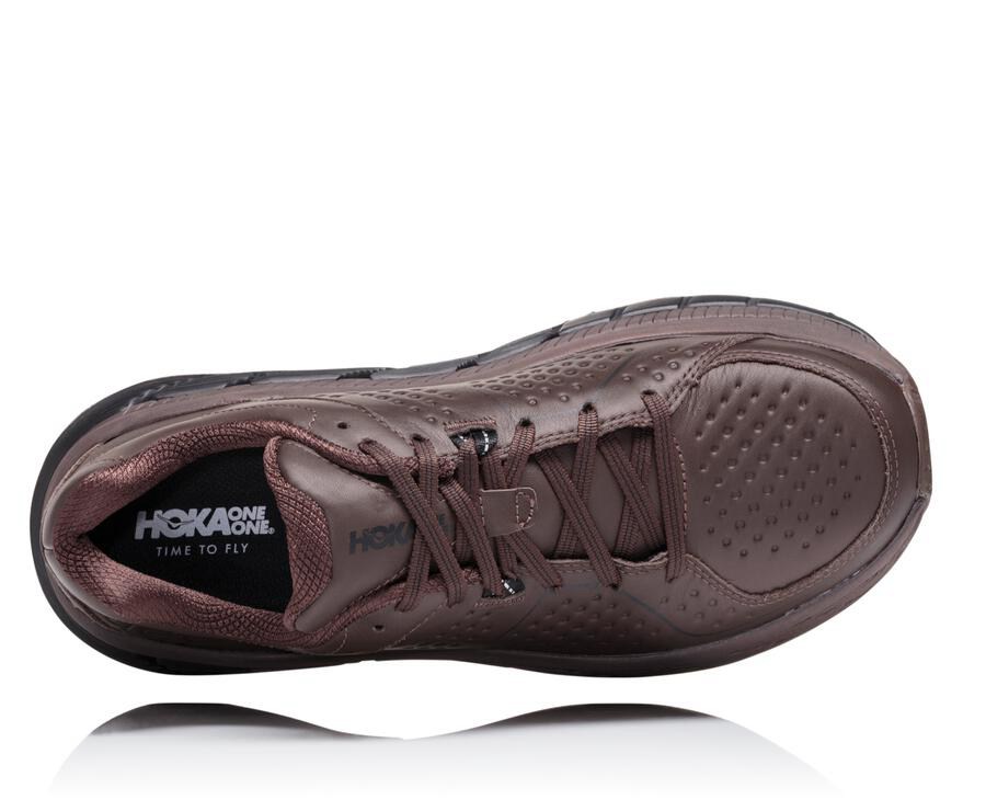 Running Shoes Mens - Hoka One One Gaviota Leather - Brown - VLSYADM-98